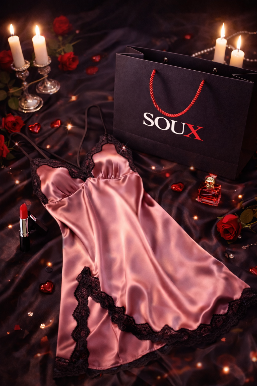 Midnight Rose Satin Slip