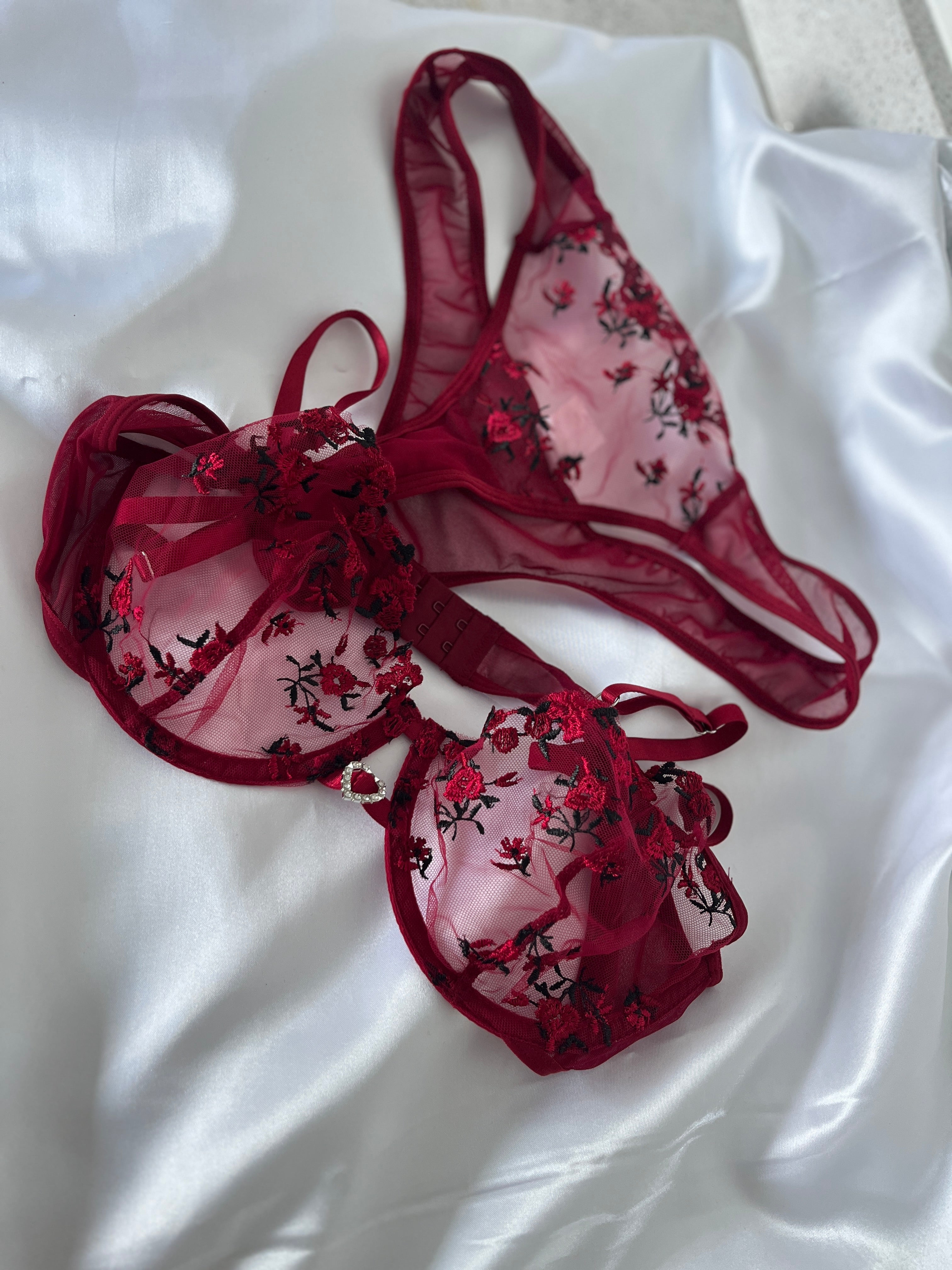 Crimson Love Lace Set