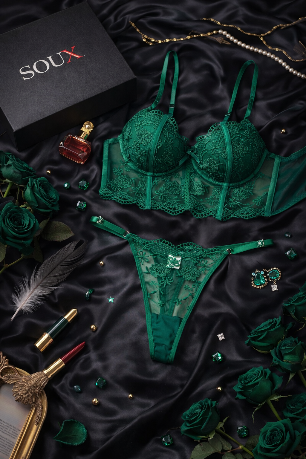Emerald Temptation – Luxe Lace Set